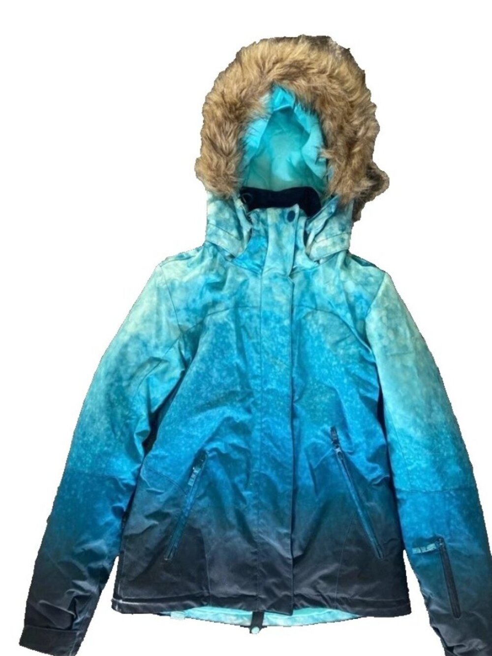 Roxy Jet Ski Womens M Snowboard Jacket in blue colorway w/ Faux Fur Hood, EUC